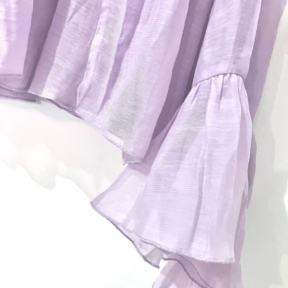 Anthropologie Godet Boho Babydoll Sheer Ruffle Blouse Purple Lavender Size Large - Picture 10 of 15